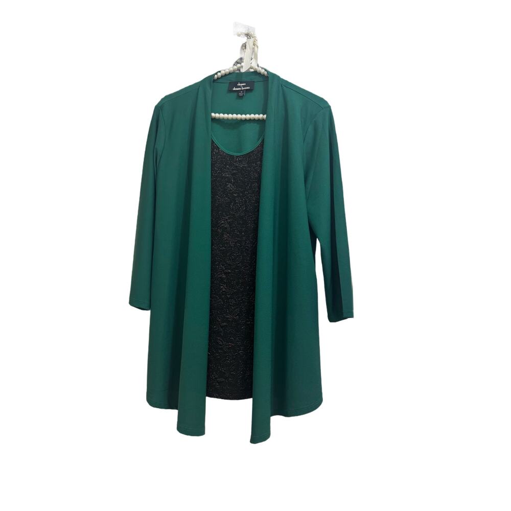 Dennis BY Dennis basso size medium blouse green cardigan and black shirt